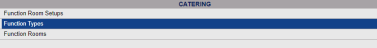 Catering section of the Sales and Catering Configuration menu with the Function Types command selected